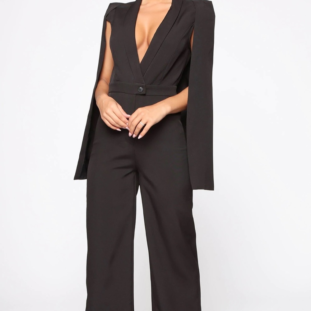 Cape Sleeve Jumpsuit Black